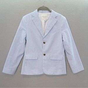 Janie & Jack big boys seersucker blazer striped blue white 100% cotton jacket 12